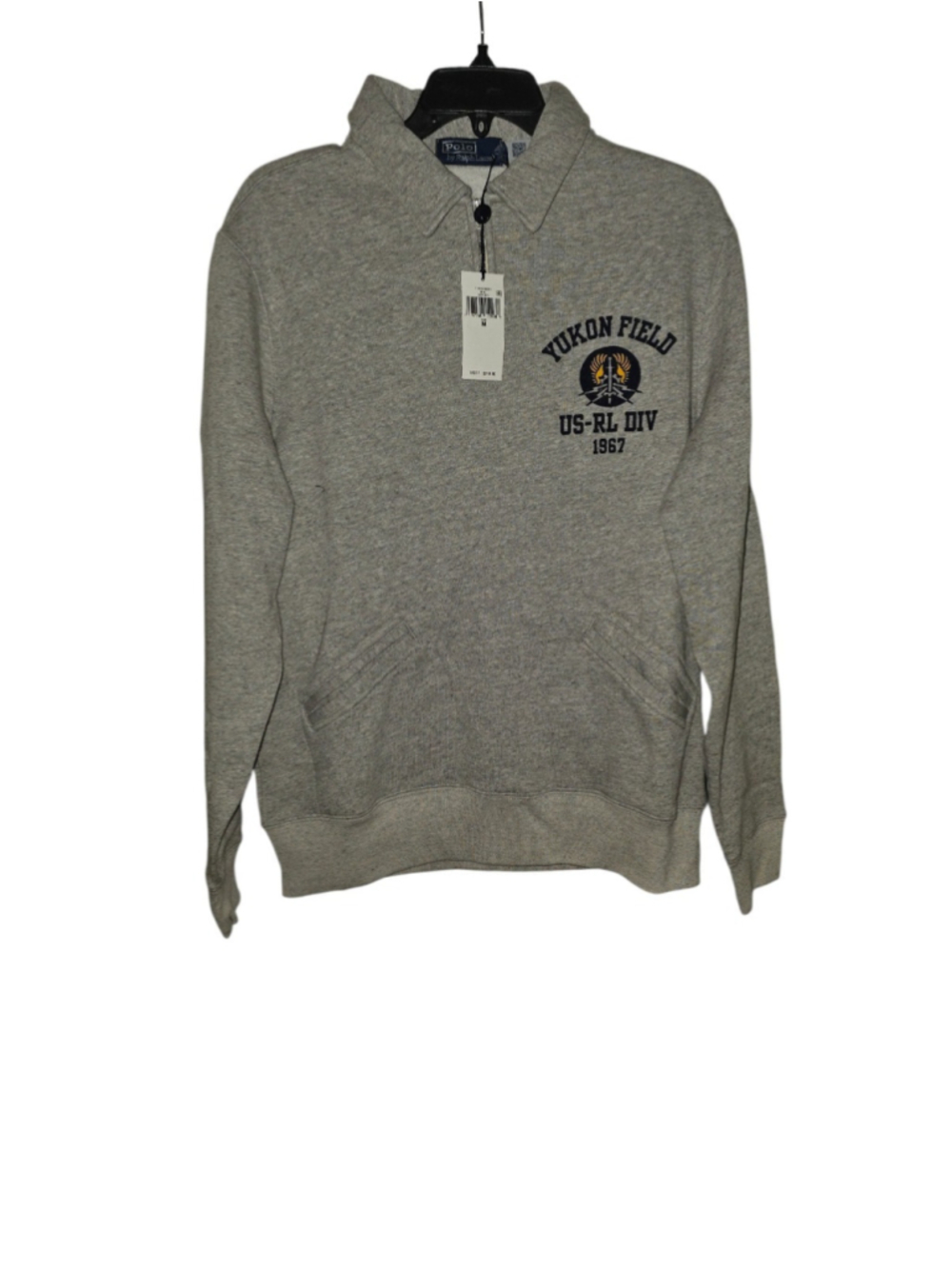 Polo Ralph Lauren Yukon Field US RL Athletic Division Pullover Sweater Grey Sz M